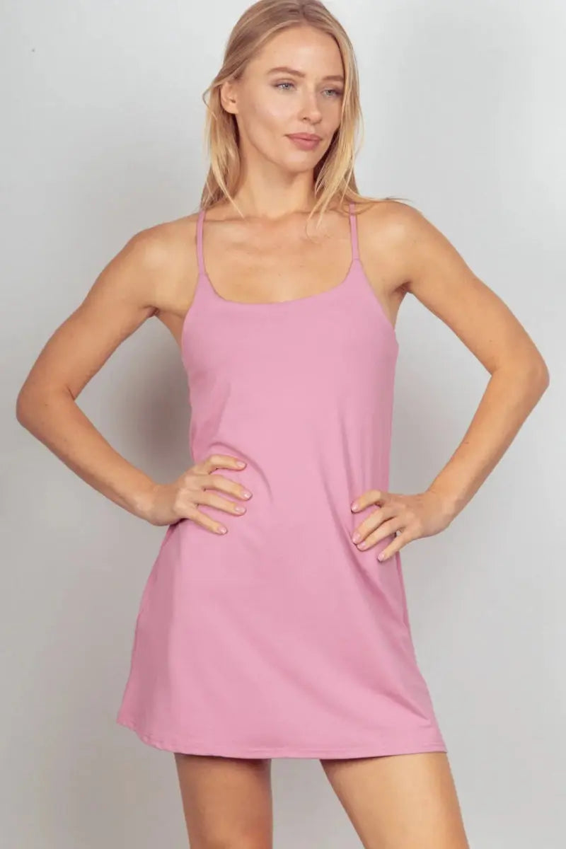 Very J Sleeveless Active Tennis Dress with Unitard Liner - Love Salve
